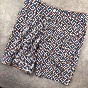 Hreski Shorts Mens 34 Blue Geometric Stretch Active Performance All Over Print